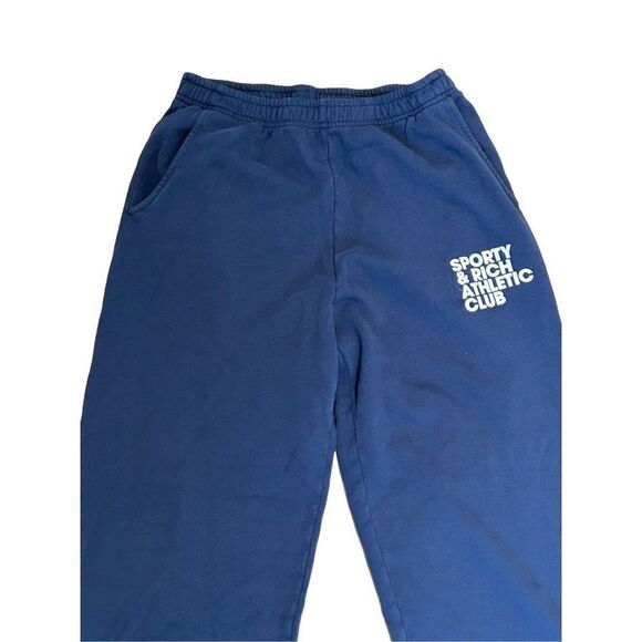 Sporty & Rich Athletic Club Printed Sweatpants Women’s Navy Blue Unisex Size Med - Picture 3 of 5